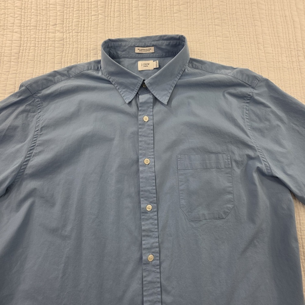 J. Crew Shirt Men's XL (17 1/2 - 18) Short Sleeve Button Up Collared Stretch - Picture 4 of 12